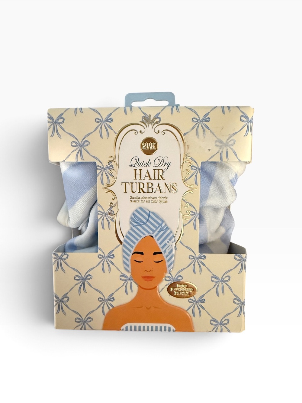 Quick Dry Hair Turbans - Light Blue & White 2 Pack NIB
